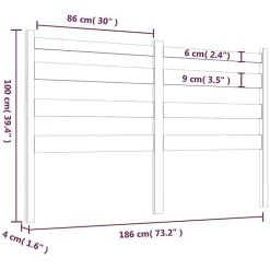 Vidaxl Tête de lit Gris 186x4x100 cm Bois massif de pin 818437