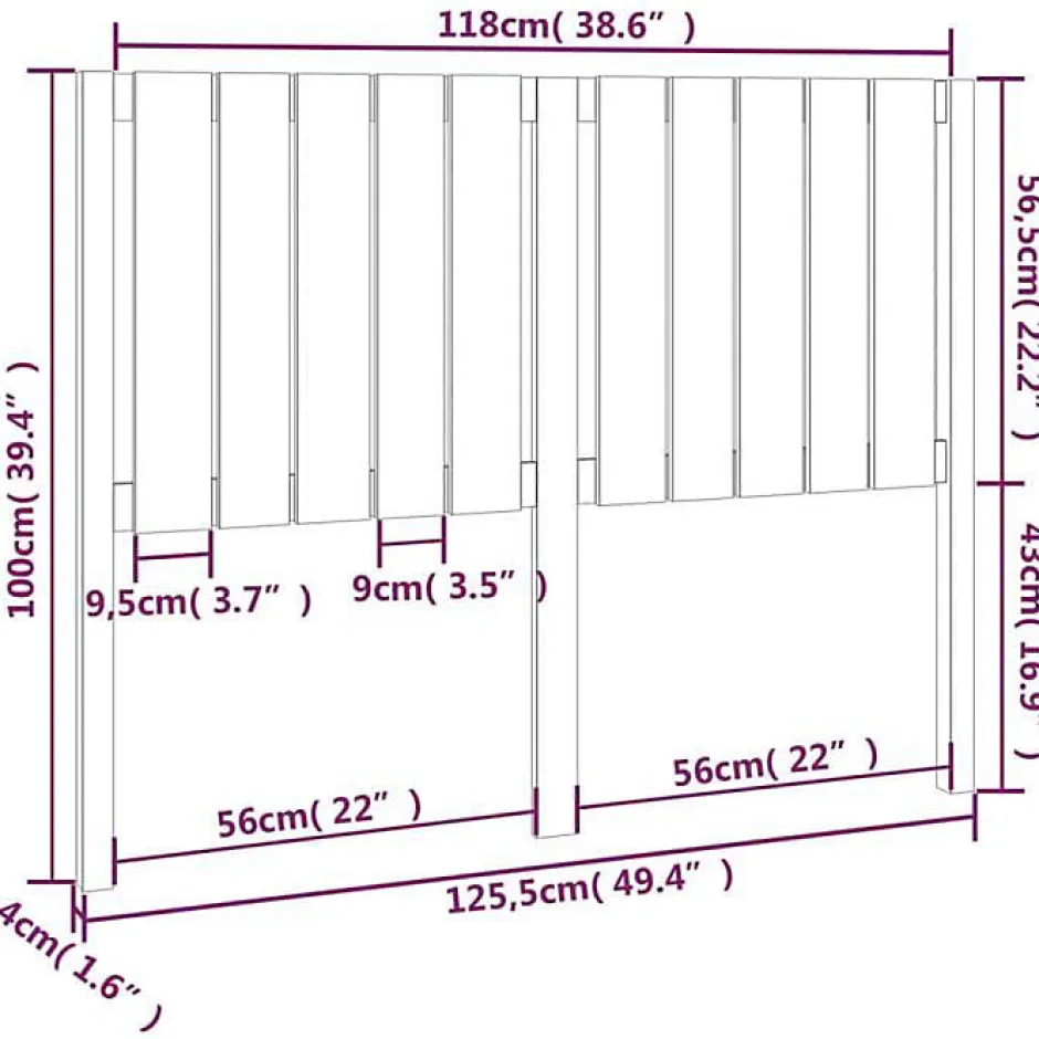 Vidaxl Tête de lit Gris 125,5x4x100 cm Bois massif de pin 818862