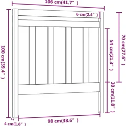 Vidaxl Tête de lit Gris 106x4x100 cm Bois massif de pin 817777