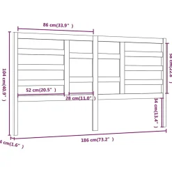 Vidaxl Tête de lit Gris 186x4x104 cm Bois massif de pin 818157