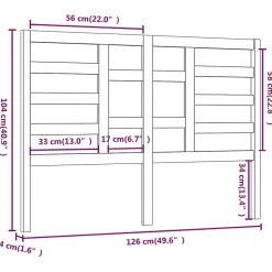 Vidaxl Tête de lit Marron miel 126x4x104 cm Bois massif de pin 818133