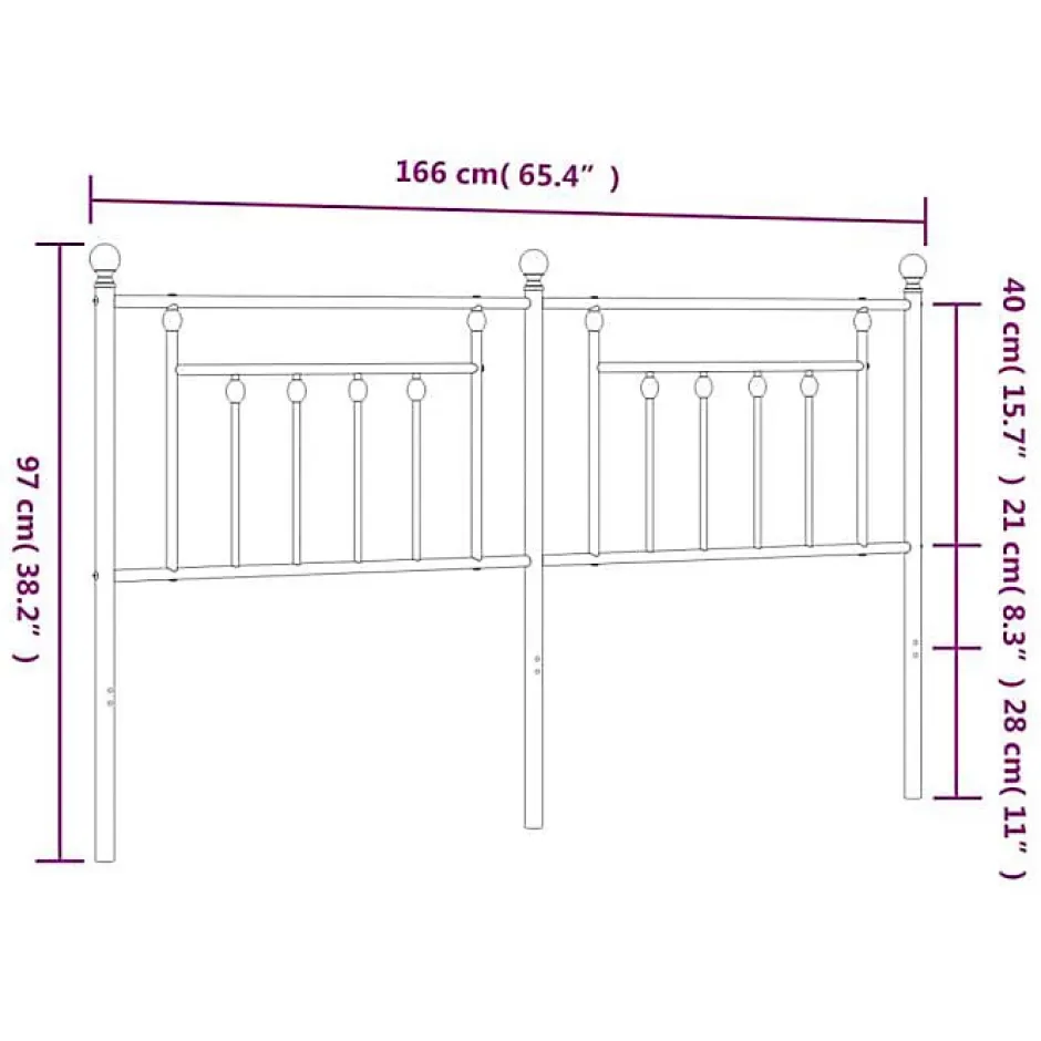 Vidaxl Tête de lit métal noir 160 cm 353572 New