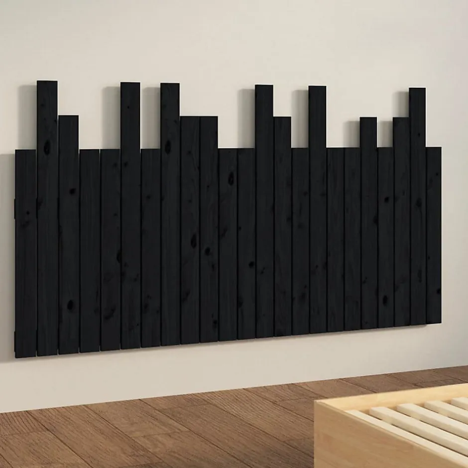 Vidaxl Tête de lit murale Noir 146,5x3x80 cm Bois massif de pin 824797