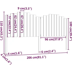 Vidaxl Tête de lit Noir 206x4x110 cm Bois massif de pin 818494 Outlet