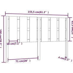 Vidaxl Tête de lit Noir 155,5x4x100 cm Bois massif de pin 817999