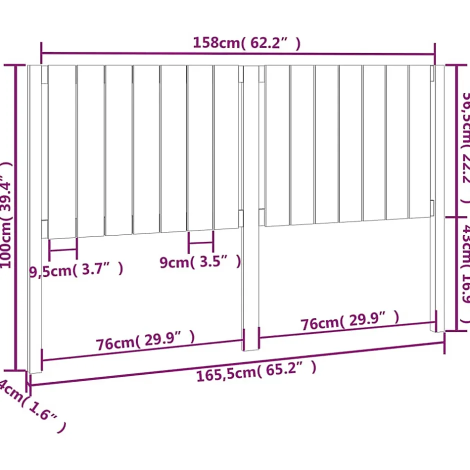Vidaxl Tête de lit Noir 165,5x4x100 cm Bois massif de pin 818884 Sale