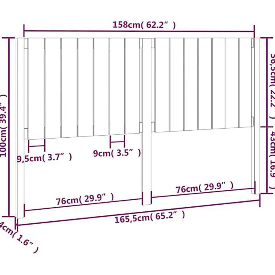 Vidaxl Tête de lit Noir 165,5x4x100 cm Bois massif de pin 818884 Sale