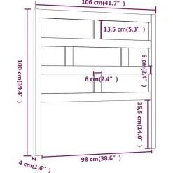 Vidaxl Tête de lit Noir 106x4x100 cm Bois massif de pin Outlet