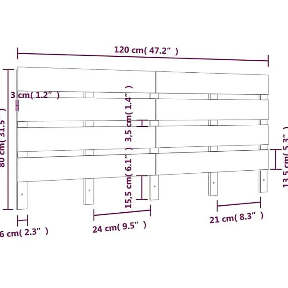 Vidaxl Tête de lit 120x3x80 cm Bois massif de pin821337 Outlet