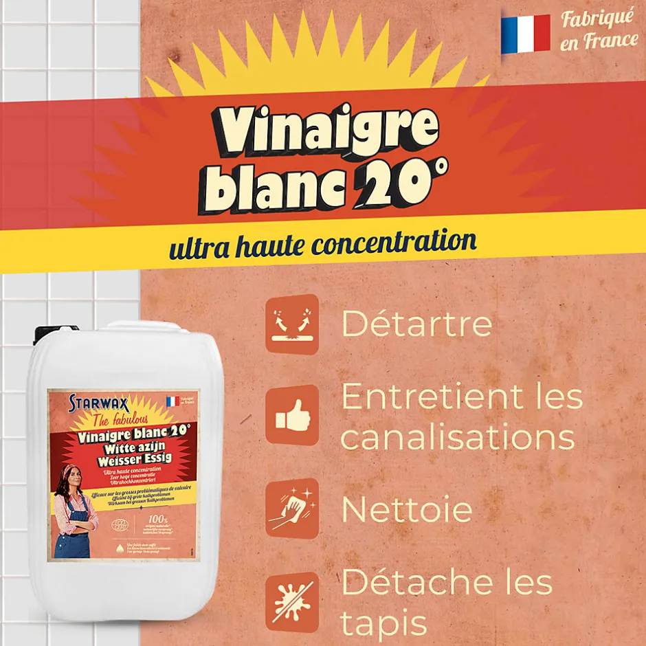 Starwax Fabulous Vinaigre blanc 20° ultra haute concentration Starwax The fabulous 10L