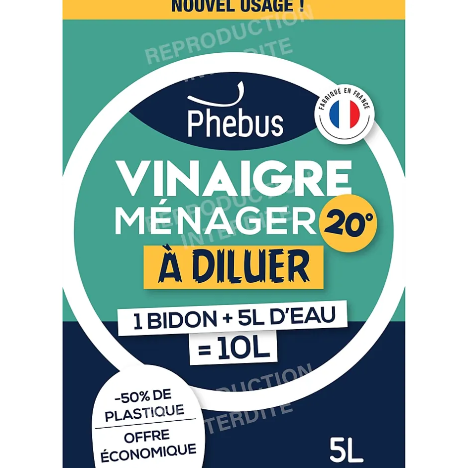 Phebus Vinaigre ménager à diluer 20° 5L New