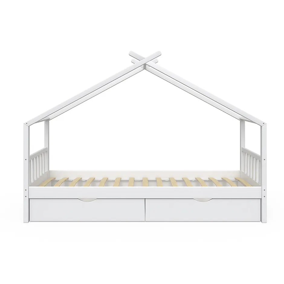 Enfant Vitalispa® Vitalispa Lit cabane Blanc 90x200 cm avec 2 tiroirs