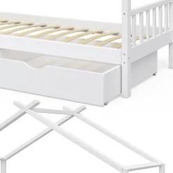 Enfant Vitalispa® Vitalispa Lit cabane Blanc 90x200 cm avec 2 tiroirs