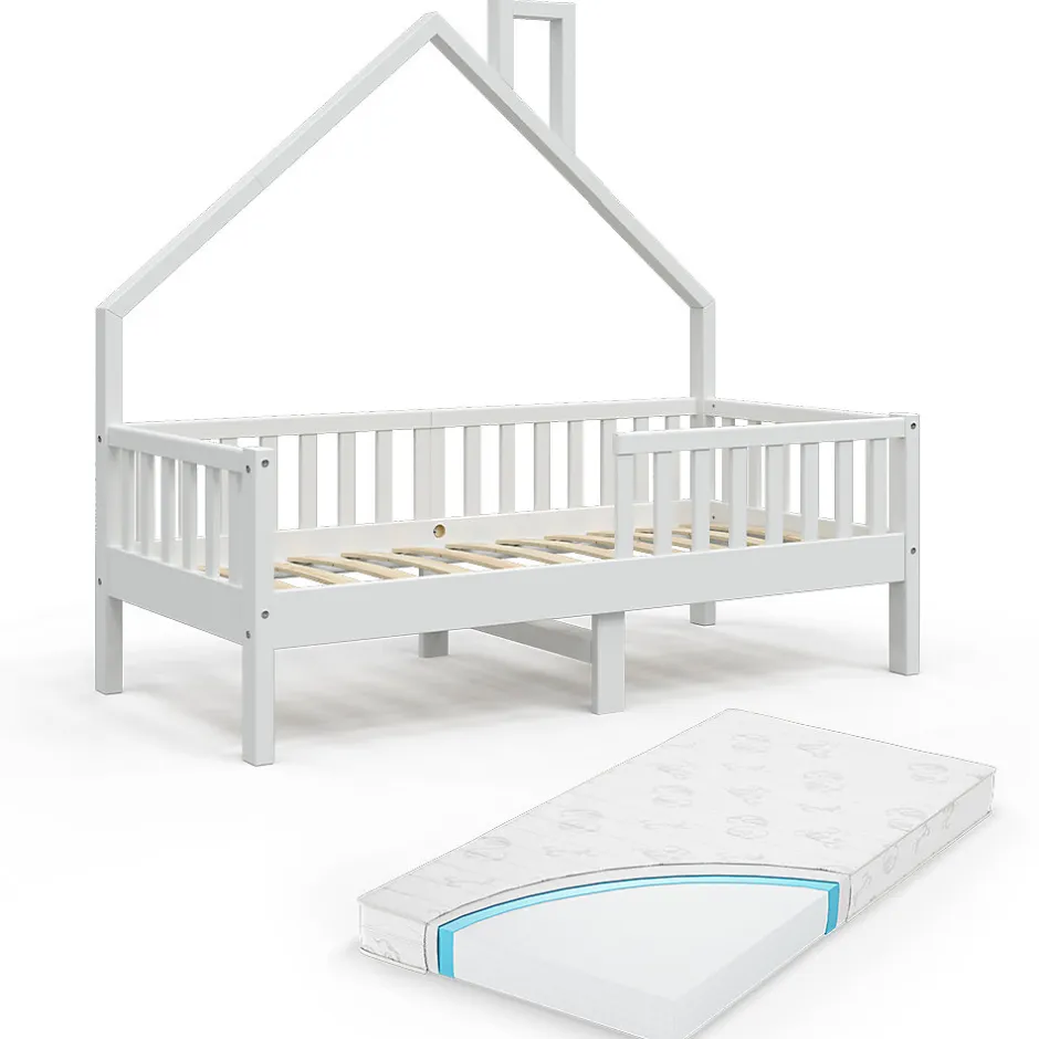 Enfant Vitalispa® Vitalispa Lit cabane Blanc 80x160 cm avec matelas