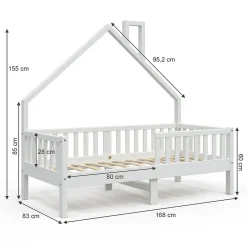 Enfant Vitalispa® Vitalispa Lit cabane Blanc 80x160 cm avec matelas
