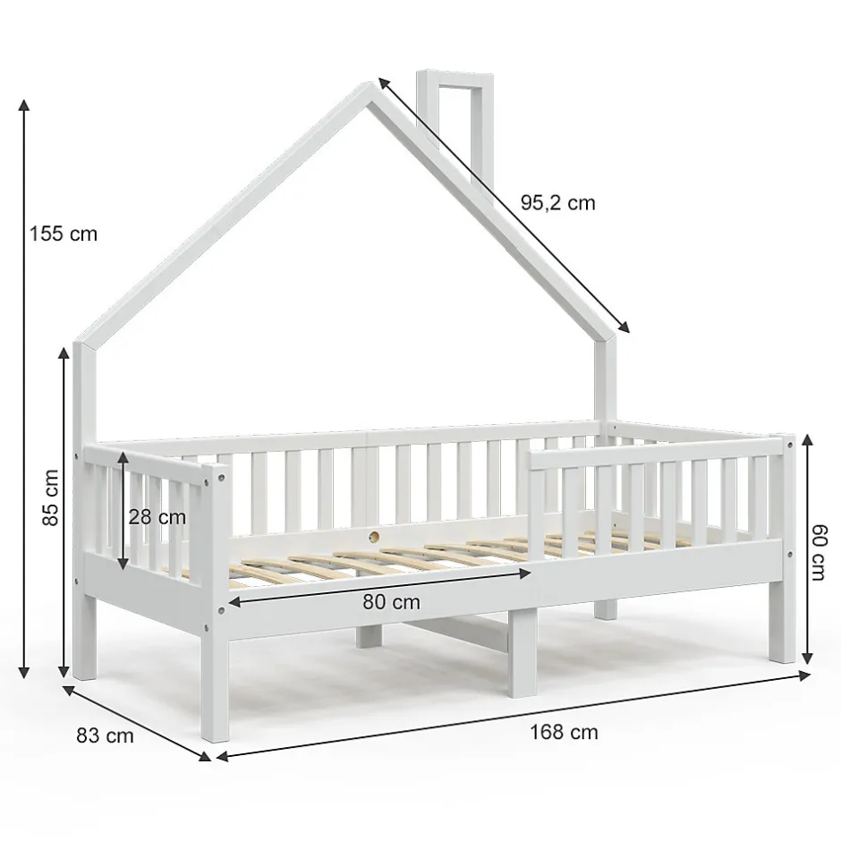 Enfant Vitalispa® Vitalispa Lit cabane Blanc 80x160 cm avec matelas