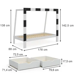 Enfant Vitalispa® Vitalispa Lit denfant Blanc 80x160 cm avec tiroir