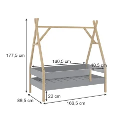 Vitalispa® Vitalispa Lit denfant Gris 80x160 cm