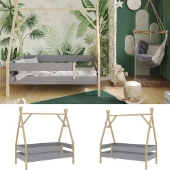 Vitalispa® Vitalispa Lit denfant Gris 80x160 cm