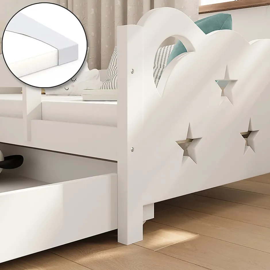 Vitalispa® Vitalispa Lit pour enfant Blanc 70x140 cm avec tiroir et matelas Online