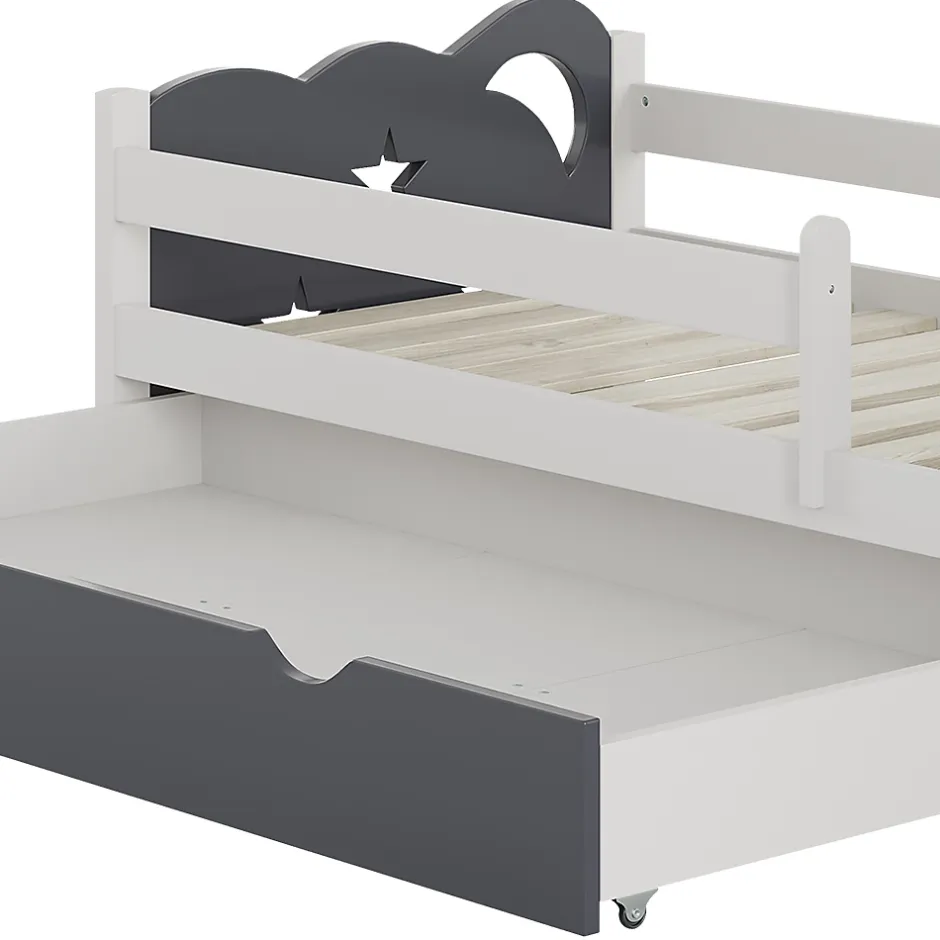 Vitalispa® Vitalispa Lit pour enfant Gris 70x140 cm avec tiroir, sans matelas Clearance