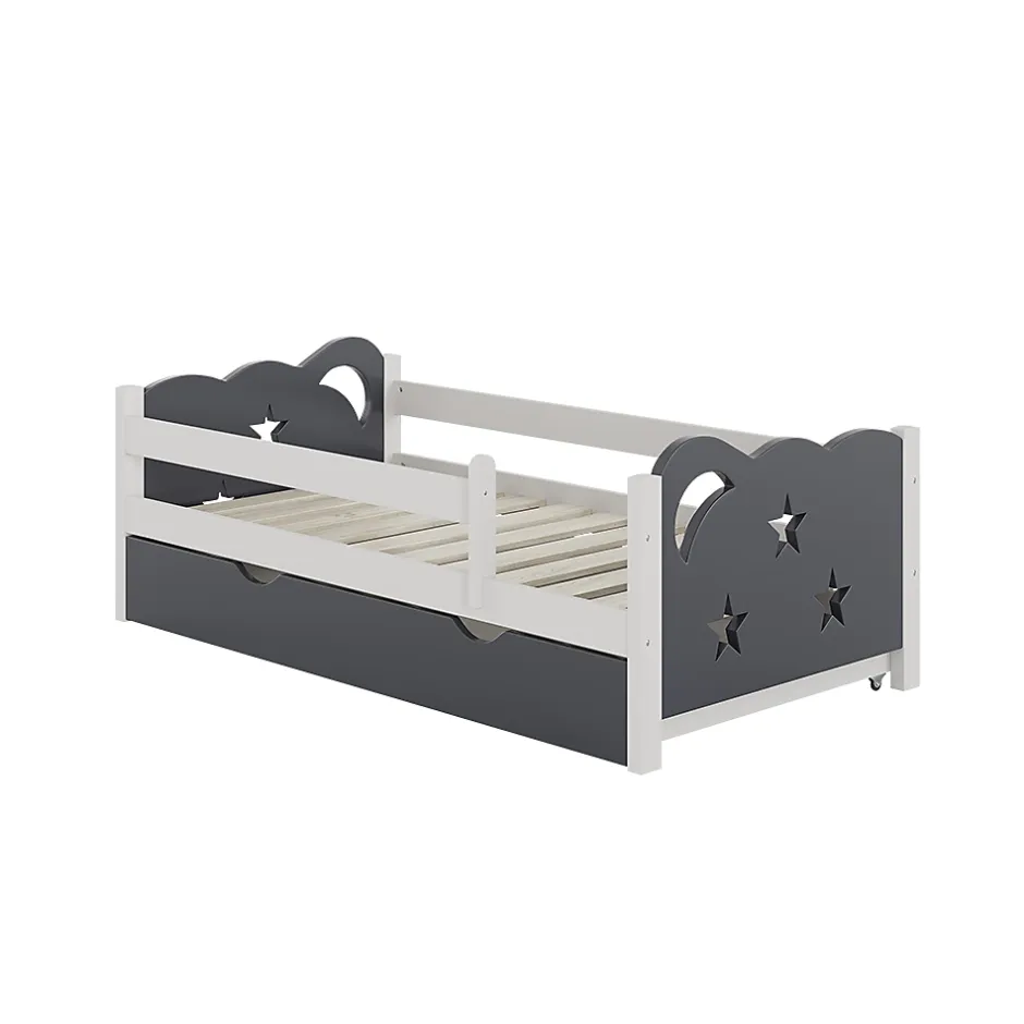Vitalispa® Vitalispa Lit pour enfant Gris 70x140 cm avec tiroir, sans matelas Clearance
