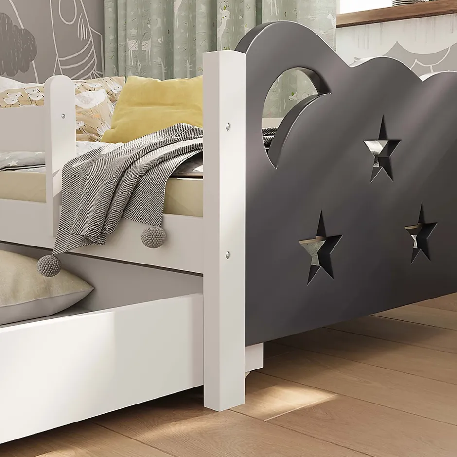 Vitalispa® Vitalispa Lit pour enfant Gris 70x140 cm avec tiroir, sans matelas Clearance