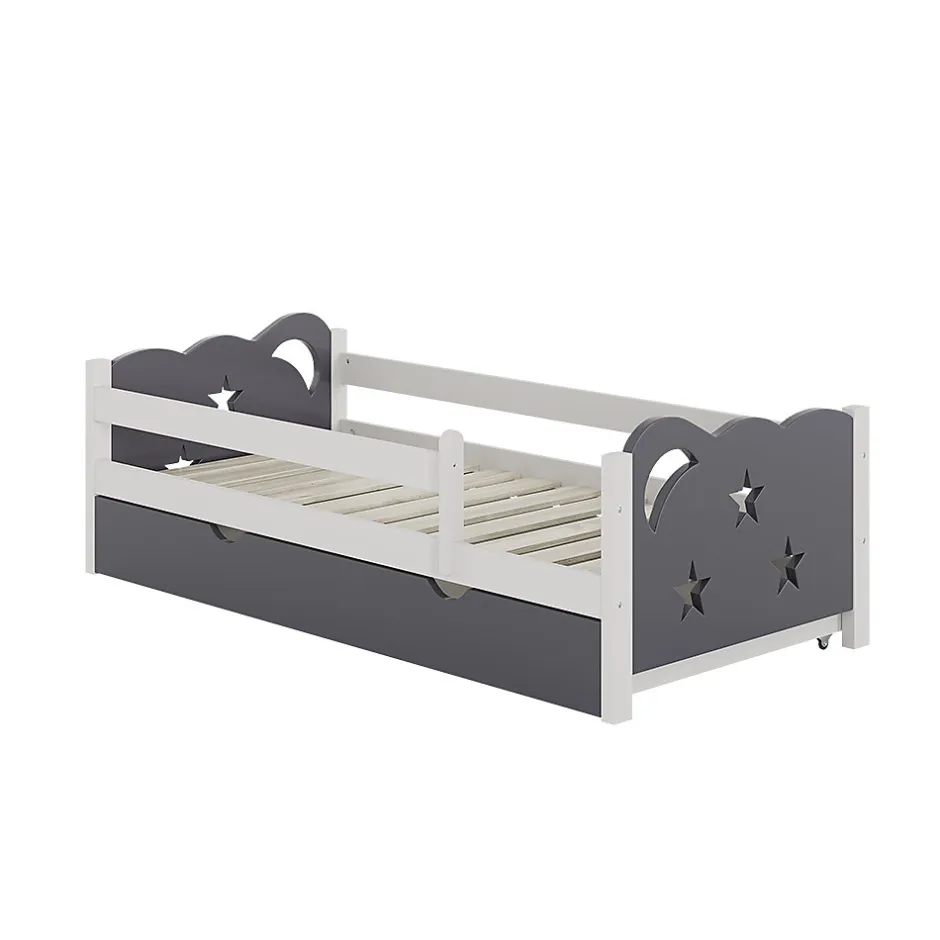 Enfant Vitalispa® Vitalispa Lit pour enfant Gris 80x160 cm avec tiroir, sans matelas
