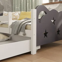 Enfant Vitalispa® Vitalispa Lit pour enfant Gris 80x160 cm avec tiroir, sans matelas