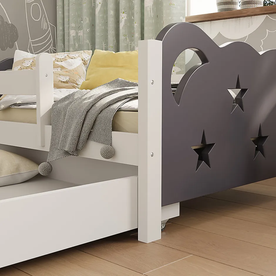 Enfant Vitalispa® Vitalispa Lit pour enfant Gris 80x160 cm avec tiroir, sans matelas