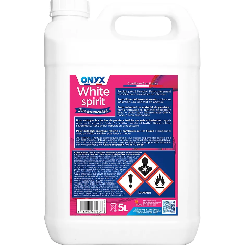 Onyx White Spirit désaromatisé diluant nettoyant 5L Best
