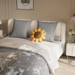 Fortuna lai 140X200 Parure de lit 4 pièces, lit double, grand lit, 1 housse de couette, 1 drap-housse et 2 taies d'oreiller,gris