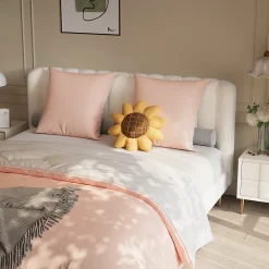 Fortuna lai 140X200 Parure de lit 4 pièces, lit double, grand lit, 1 housse de couette, 1 drap-housse et 2 taies d'oreiller,rose Best